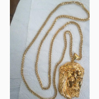 Pure 18krt Gold Necklace Franco Wit Jesus Piece Pendant