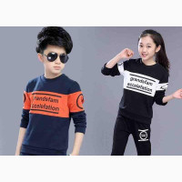 Two-Piece Unisex Children Spring Suit - Black and Blue