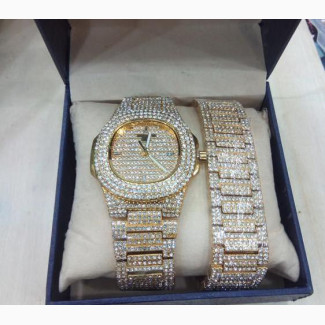 Patek Philippe Men#039;s Iced Wrist Watch With Bracelet - Gold