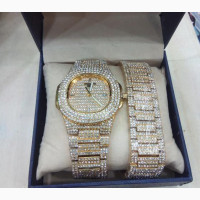 Patek Philippe Men#039;s Iced Wrist Watch With Bracelet - Gold