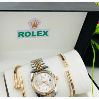 Rolex Female Watch and Bracelets Set
