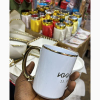 60 PCS White and Gold Plated Mug
