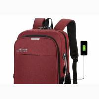 Password Lock Anti Theft Laptop Backpack Red