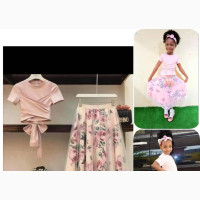 Peach Turkey Girl#039;s Skirt and Top Set With Hairband - Brand New