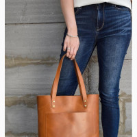 Handmade Leather Tote Bag for Women / Zippered Purse