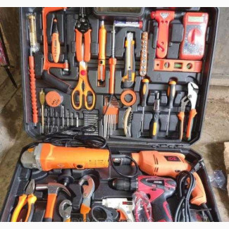Set of Tools Box With Drilling Machine and Filling Machine