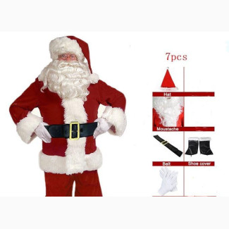 Santa Claus Costume 8pc Christmas Complete Dress-Up Outfit