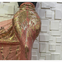 Gold Pleated Sequins Lace Fabrics AB3/1/23/AF