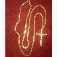 Tested 18karat Gold Necklace Cuban With Crucifix Pendant