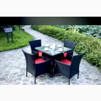 Four Seater, Rattan Chair Set With Glass Topped Table