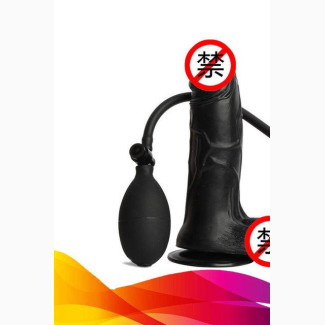Inflatable Expansion Penis Black Silicone Sucker Sex Toys