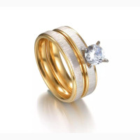 Gold Plated Stainless Steel Wedding Rings for Couple