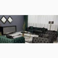 Exquisite 7 Seater Living Room Chesterfield Fabric Sofa Chair