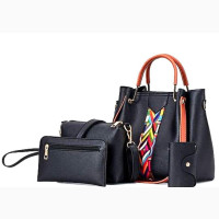 4 in 1 Bag Handbag Shoulder Bag Wallet Satchel Ladies Black