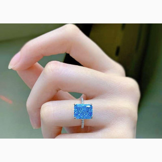 Aqua Blue Bold Gem Engagement Ring
