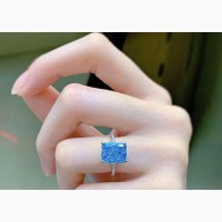 Aqua Blue Bold Gem Engagement Ring