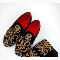 Beaded Yoruba Cap and Shoes for Men - Brand New