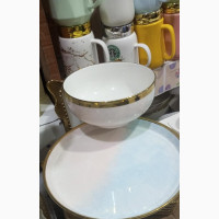 Dinner Plates, Fine Dinnerware Set, Gold