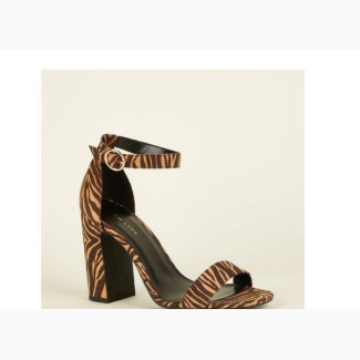 Brown Zebra Print 2 Part Block Heels