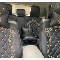 Black and Gold Crown Car Seatcover