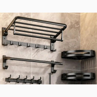 Black Complete Set Of Bathroom Accessories