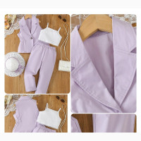 3 Piece Purple Jacket/Pants/Camisole