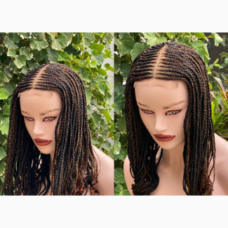 Center Part Multicolor Braided Wig