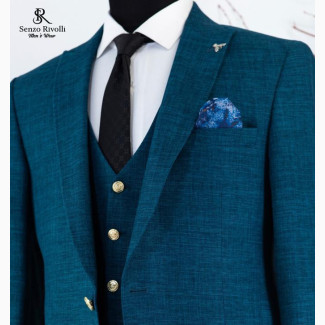 Stylish Sea Green 3pcs Turkish Suit for Men