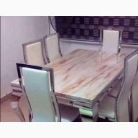 Marble Dining Table Set with Six Chairs - Brand New