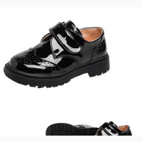 Boy#039;s Glossy Leather Derby Shoes