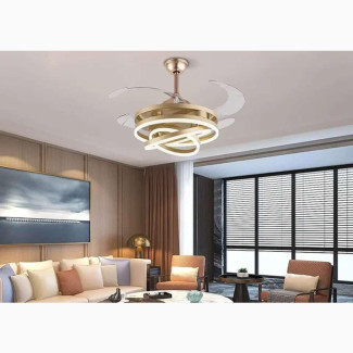 Brand New Led Golden Fan Chandelier Light - Home Interiors