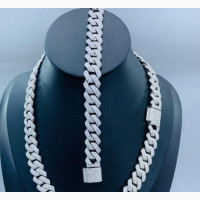 Men#039;s Mossainate Diamond Cuban Set