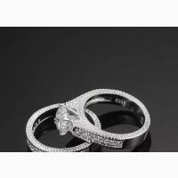 Brand New 18K White Gold/Sterling Silver Female Wedding Ring Set