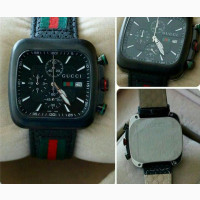Gucci Chronogragh Genuine Leather Strap Watch
