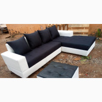L-Shape Sofa Chair and Ottoman Puffy Table