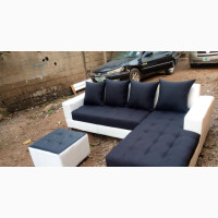 L-Shape Sofa Chair and Ottoman Puffy Table