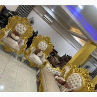 Set of High Classic Turkish Royal Fabric Sofa Chair