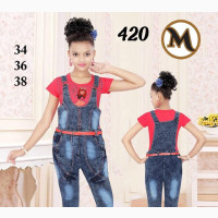 Girls Jean Set Jumpsuit