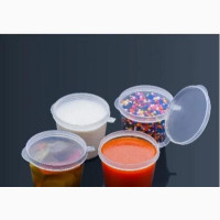 Disposable Sauce Cups With Attached Lids - 1oz 300pcs