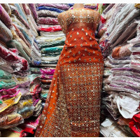 Luxury Glass House Net on Silk Indian George