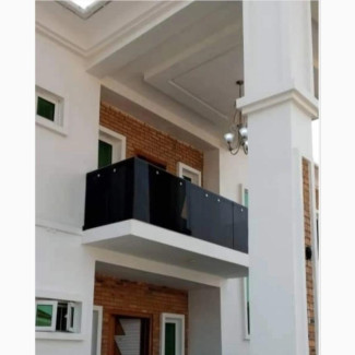 Frameless Glass Balcony Dark Rails