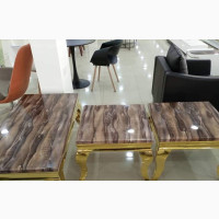 Marble Center Table With 2 Side Stools - Home Interiors