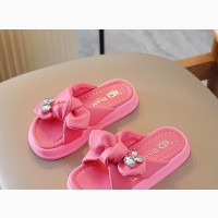 Girls#039; Pink Diamante Slippers