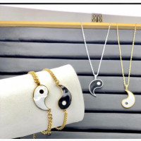 Ying and Yang Pair Necklace and Bracelet