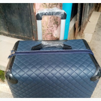 Big Blue Leather Traveling Luggage Box