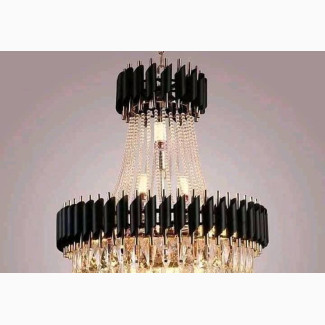 Luxury Modern Crystal Chandelier Round Black - Brand New