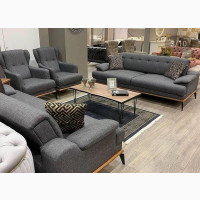 Luxury 7 Seater Living Room Fabric Made Royal Sofa Chair