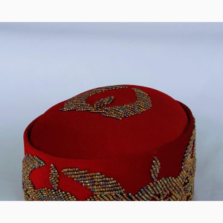 Beaded Royal Cap Red