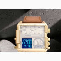 Skmei 2020 Gold Luxury Big Dial Men Waterproof Leather Watch