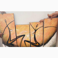 Large Abstract Oil Painting Canvas Collage Frame